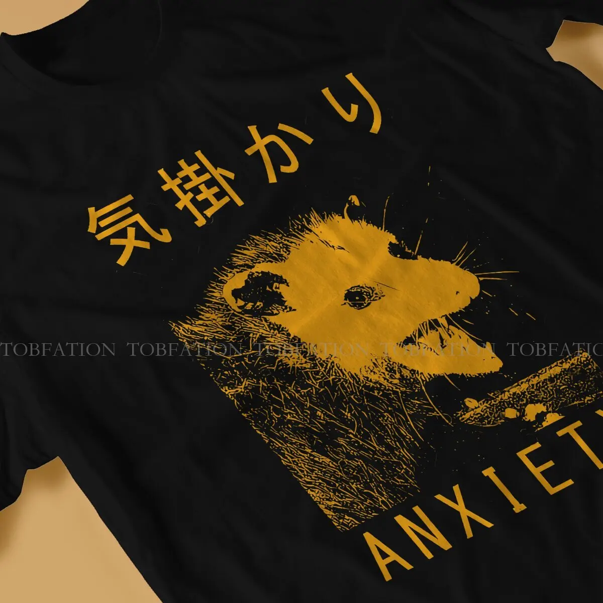 Anxiety Possum Japanese Newest TShirts Opossum Men Style Pure Cotton Streetwear T Shirt O Neck Oversized