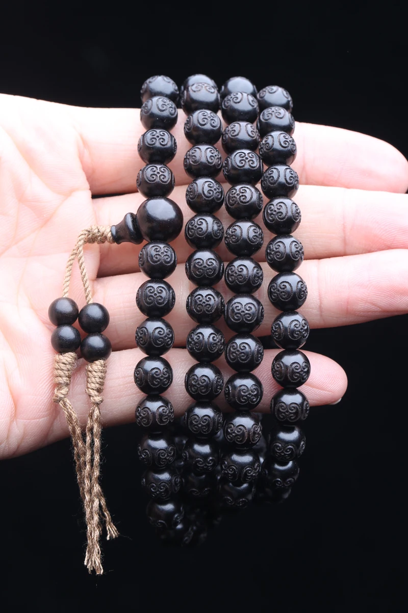 Natürliches Ebenholz 20mm Schwarzes Perlenarmband Handgefertigte Männliche Gebets- und Fitness-Halskette, Schwarzes Holzperlenarmband – Detail 4