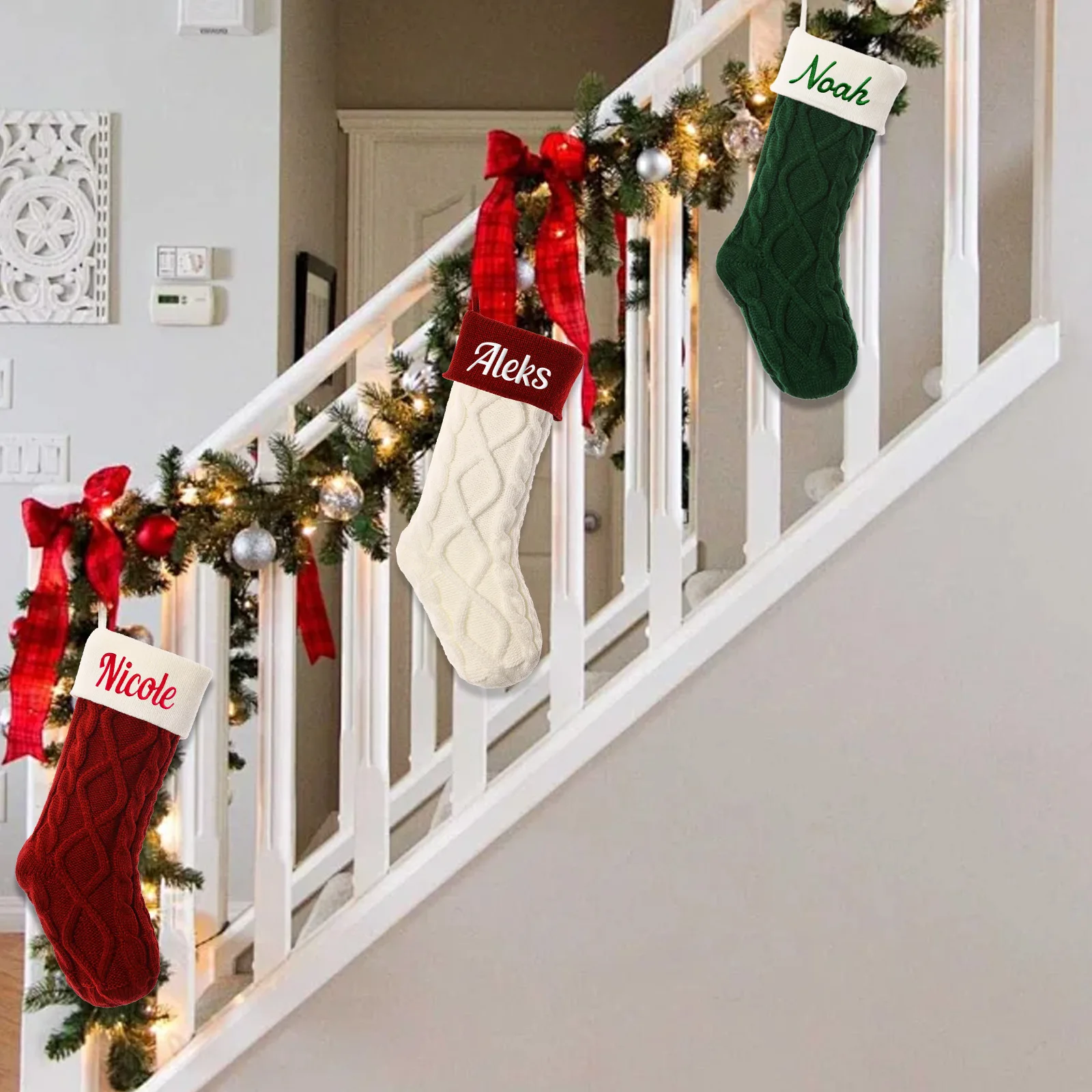Kaus Kaki Natal Rajutan Kabel  - Embroidery Xmas ulasan dan harga