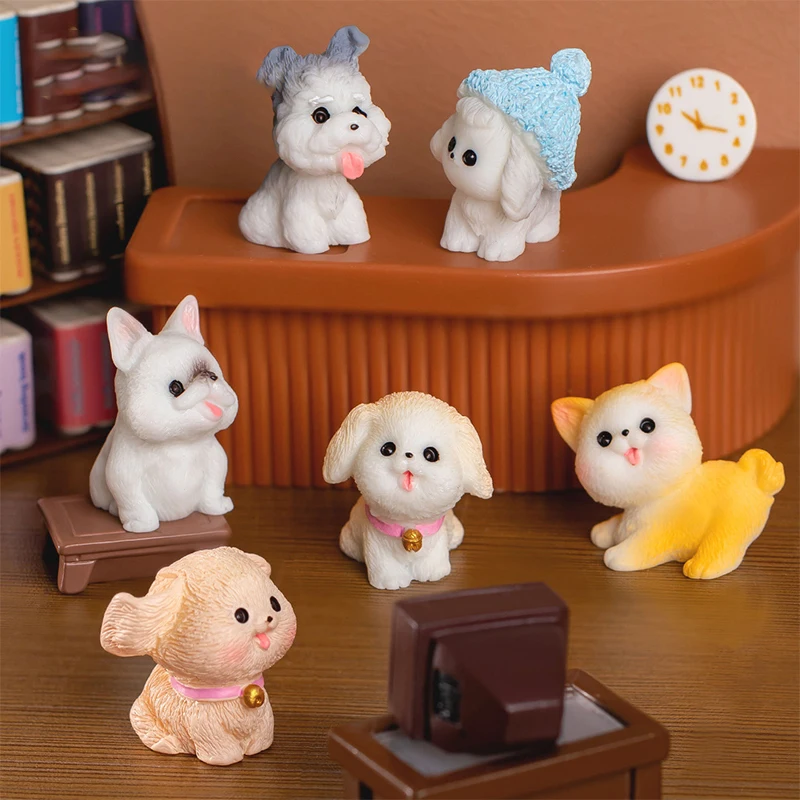 Cute Resin Mini Dog Puppy Animal Miniature Figure Home Ornament For Fairy Garden Micro Landscape Kawaii Potted Decorations