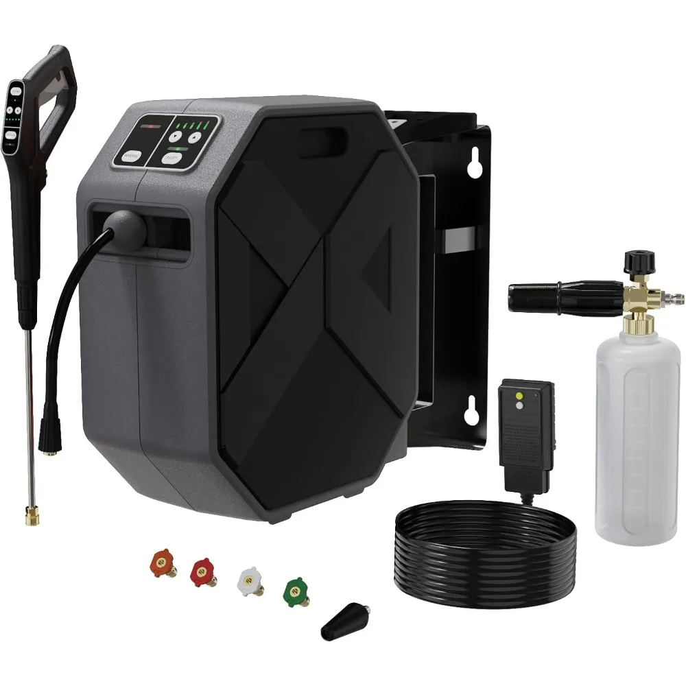 

Электрическая настенная мойка мощности - 5000 фунтов на квадратный дюйм, 3,4 галлонов в минуту, мойка высокого давления с шнуром питания GFCI, втягивающая 100 футов