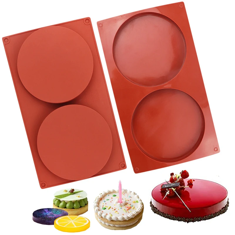 2 Holes Cylinder Silicone Mold Cake Pastry Baking Molds Jelly Pudding Soap Form Ice Cake Decoration Tool Disc Muffin Bread Mould