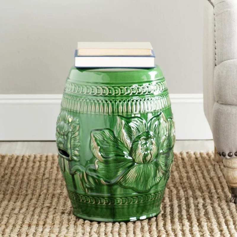 ACS4505A Chinese Dragon Ceramic Decorative Garden Stool, Green