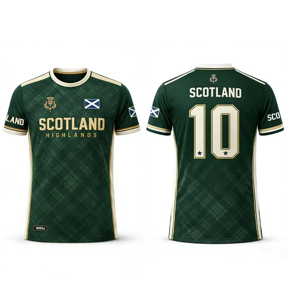 Unisex-Schottland-Rugby-Trikot Nr. 10, schnell trocknendes Kurzarm-Oberteil mit Tartan-Print für Sporttraining und alltägliche Street-Fashion-Kleidung – Detail 6