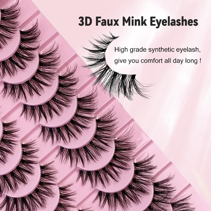 Hinarin Kruis Wimpers 3d Natuurlijke Pluizige Rommelige Zachte Volledige Strip Wimpers 10 Paar Piekerige Krullende Valse Nertsen Wimper Extensie Make-Up