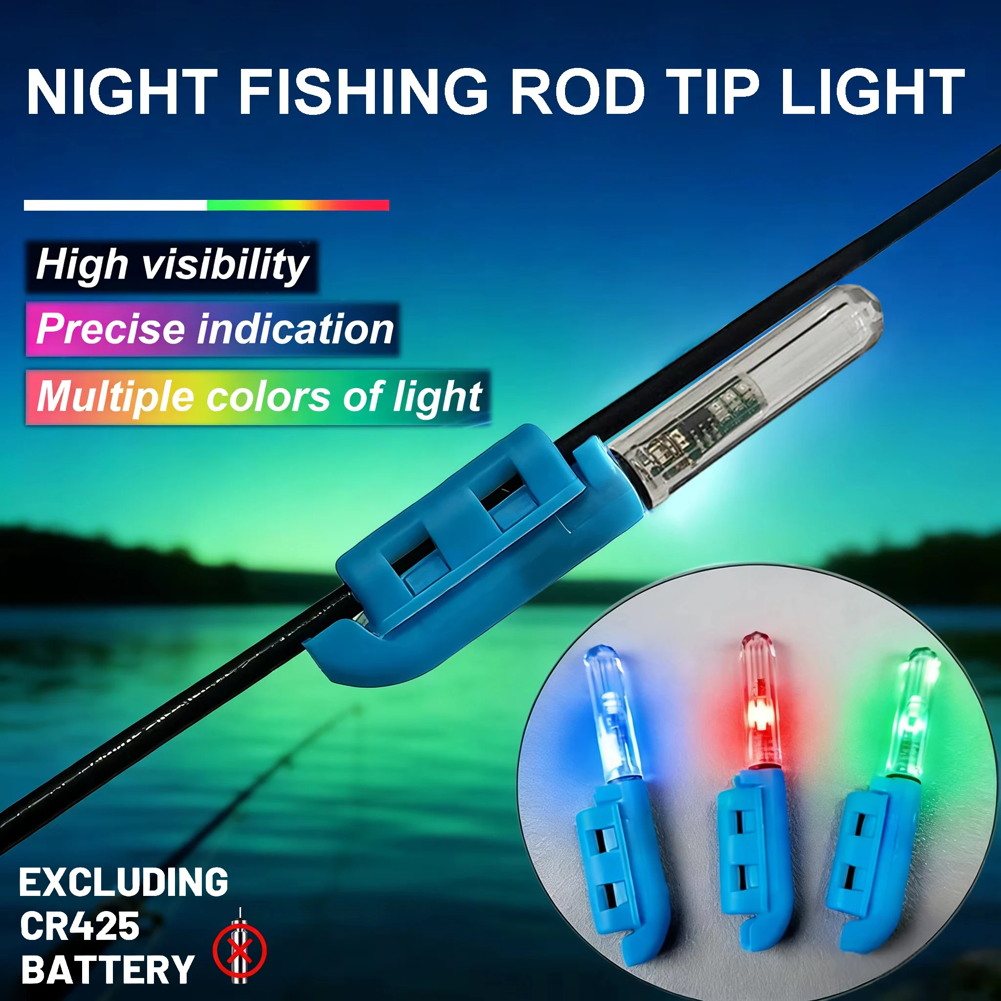 2-20PCS Fishing Rod Tip Light, Fish Bit Alarm, with Multi-color Flash Sensor, Suitable for Night Fishing (Batteries Not Included