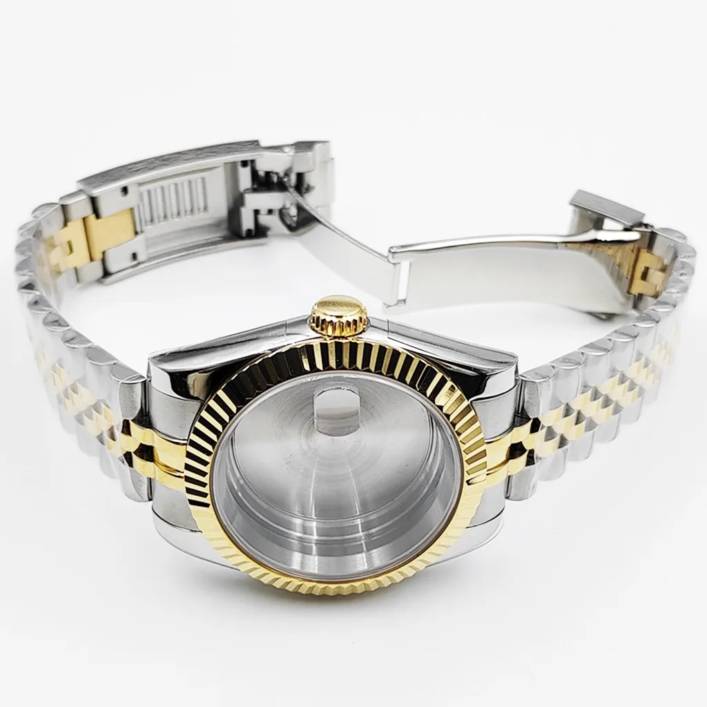 Золотые часы с сапфировым стеклом из нержавеющей стали для NH35 NH36 ETA2824 2836 Miyota8215 8205 821A PT5000 ST2130