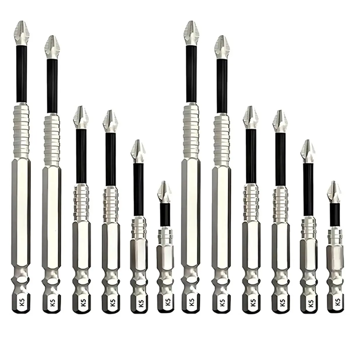 ABZT Magnetic Screwdriver Drill Bit Set, Anti-Slip Magnetic Electric Screwdriver Set (6PCSx2)