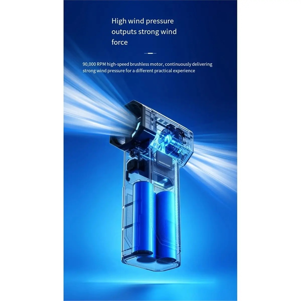 900000RPM Air Blower 450G 5 Gear Adjustable Turbo JetFan Blower with Led Light Display Cordless Compressed Air Duster