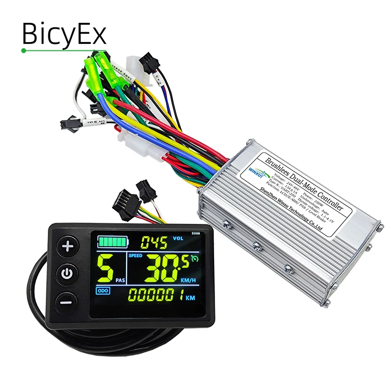 

24V 36V 48V 250W 350W E-bike Brushless Motor Universal Controller S866 Colour LCD Display Kit for Electric Mountain Bike Repair