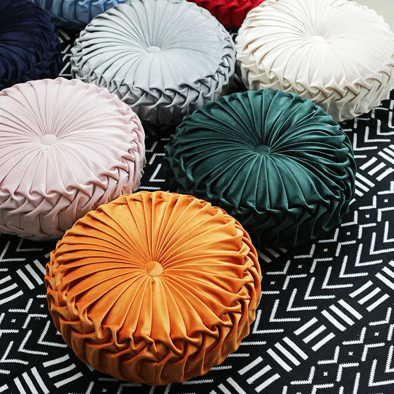 Handmade 3D Dutch Velvet Throw Pillow Pumpkin Shape Lumbar Support Cushion for Sofa Bed Floor Chair Backrest Waist Mat Christmas