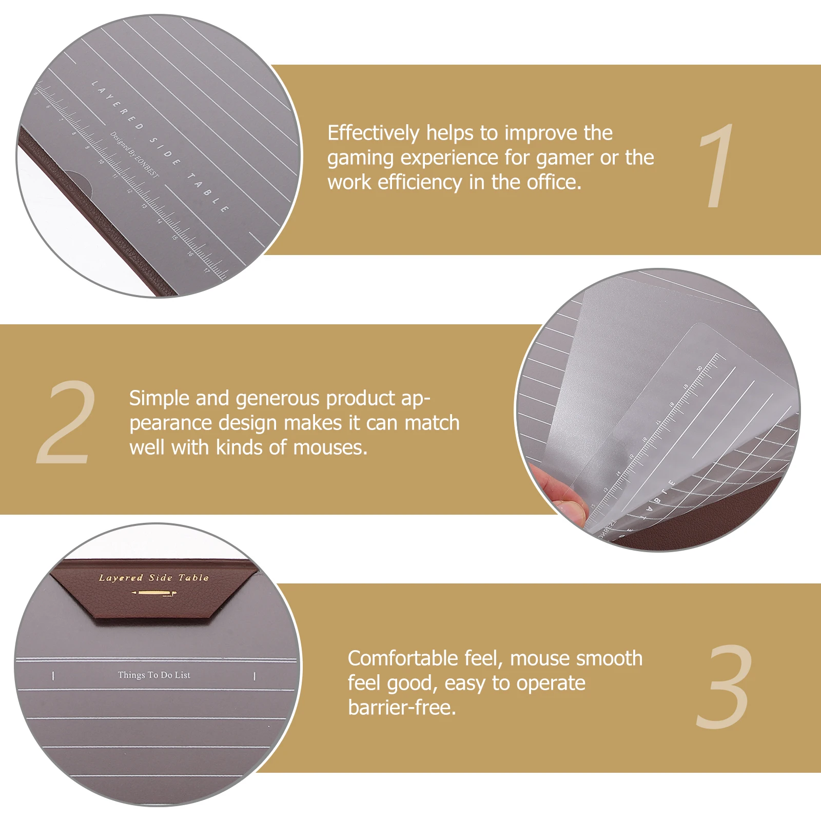 

Desk Pad Mouse Mat Office Notebook Coffee Color Multi Functional Business File Board Gaming Work Efficient Non Slip