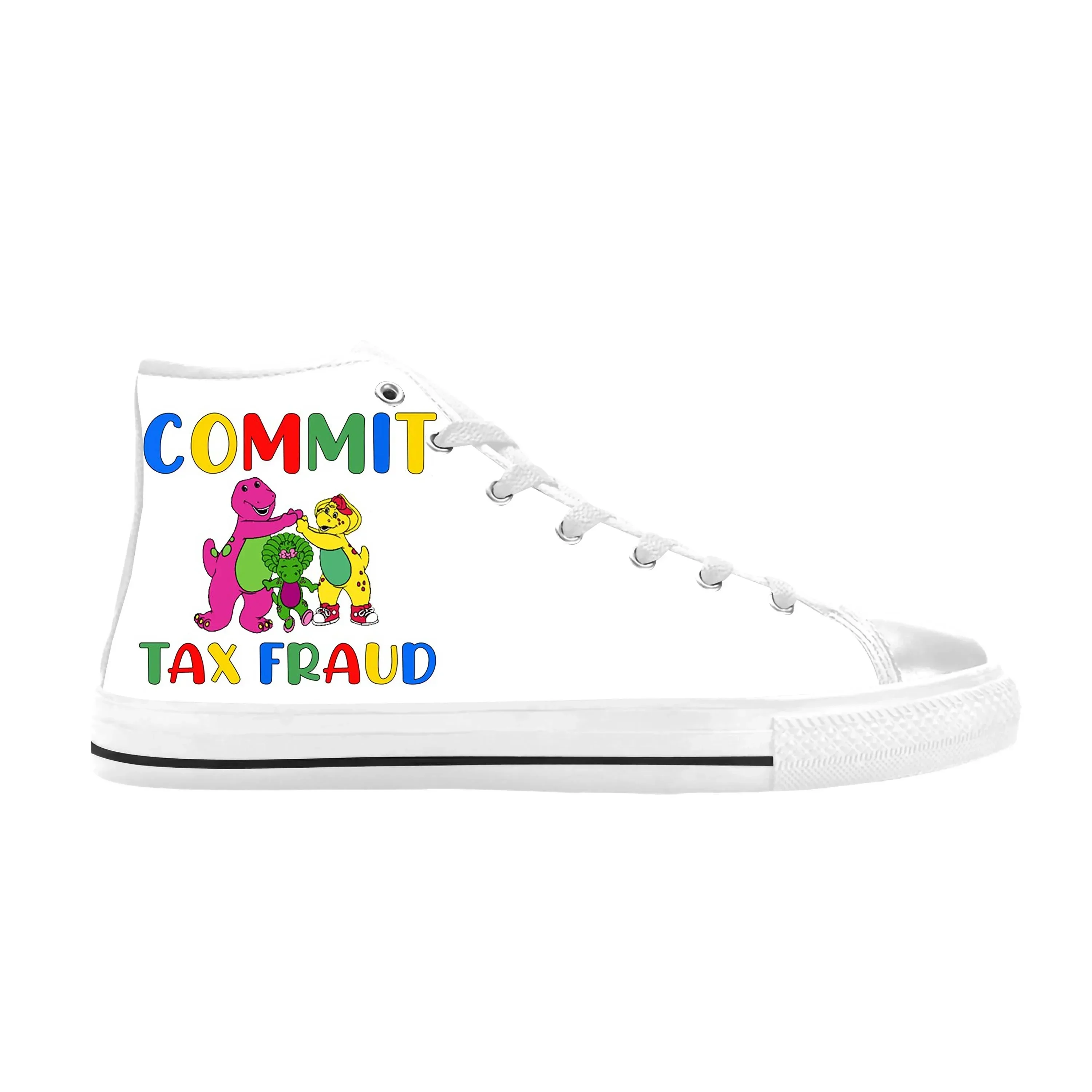Hot Commit Tax Fraud Dinosaur Anime Cartoon Manga Casual Cloth Shoes High Top Comfortable Breathable 3D Print Men Women Sneakers