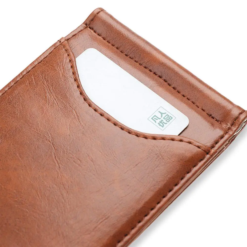 Portable PU Leather Short Wallet ID Credit Wallet Card Bag Money Clips Money Bag