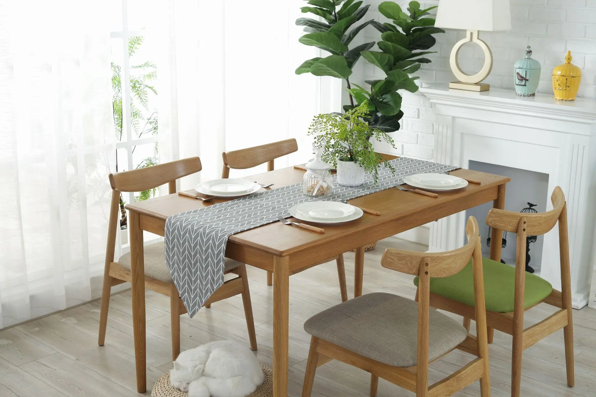 Camino de mesa moderno para fiesta de boda, Mantel Individual de hoja de palma, camino de mesa, tafelloper, Monstera, QA 159