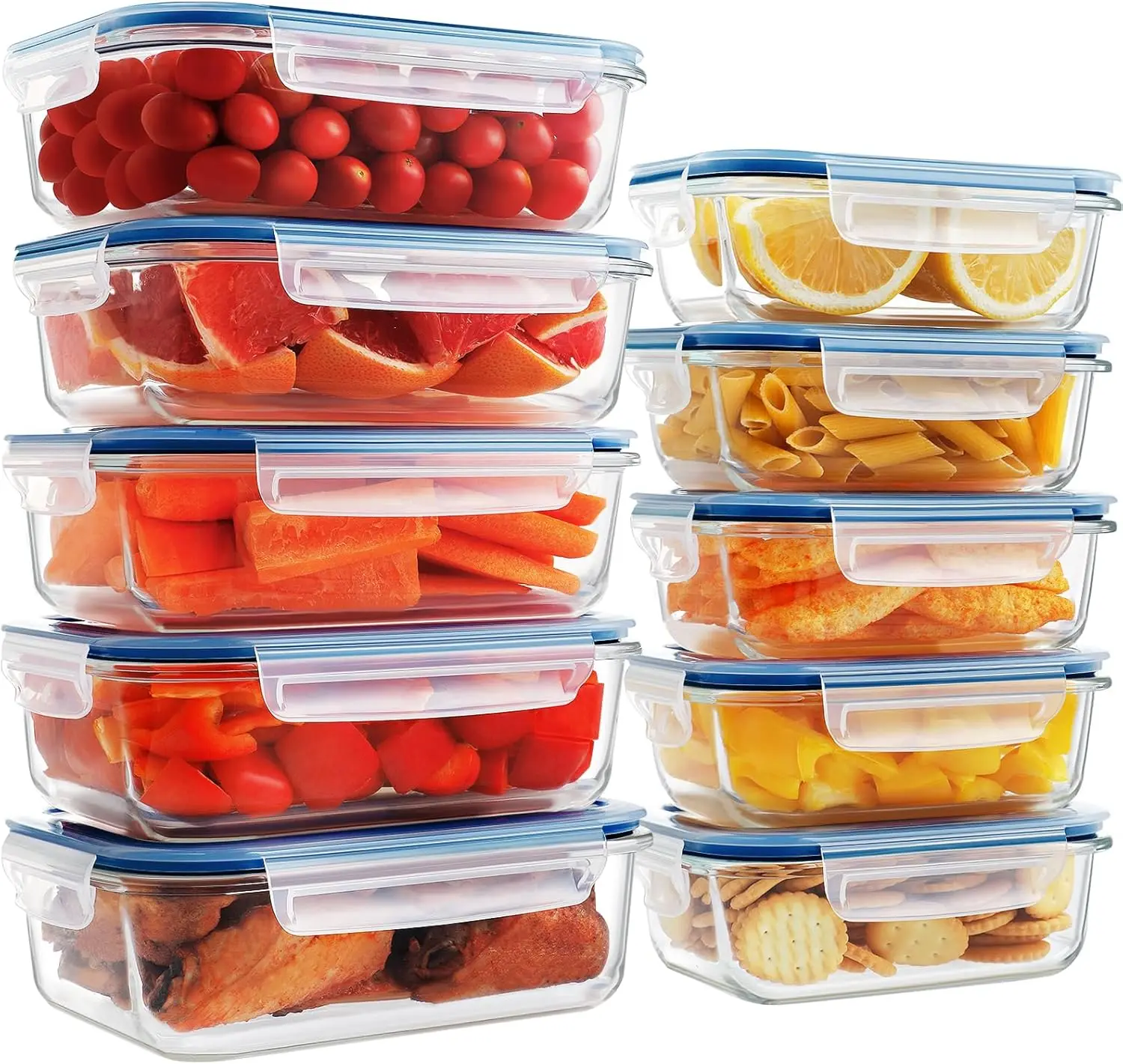 

Pack Glass Meal Prep Containers, Glass Food Storage Containers with Lids, Airtight Glass Lunch Bento Boxes, BPA-Free & Leak Proo