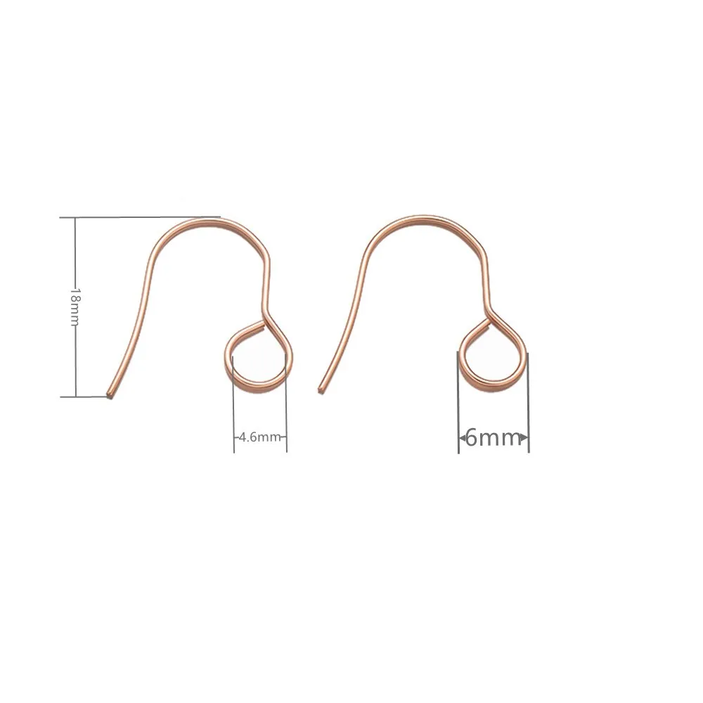 50Pcs/lot Stainless Steel Gold Color Ear Wires Simple Earrings Connector Earwire Hook DIY Jewelry Making Findings Accessories