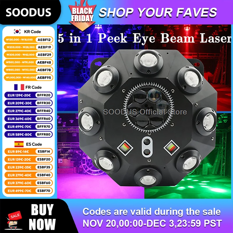 

5 In 1 Led Strobe Beam Light DMX512 Control Strobe Bee-eye Effect Light For DJ Disco Family Party Bar DJ Outdoor Performance