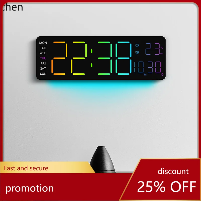 

Zml living room wall clock - luminous digital clock, premium wall-mounted multifunctional timepiece