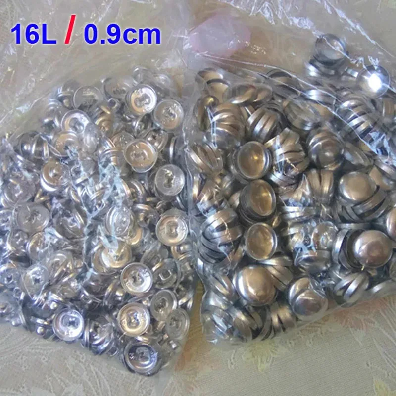 500pcs 16L 0.9cm 18L 20L 24L 30L 32L 36L 40L DIY handmade Fabric Button Bread Shape Round Fabric Covered Cloth Button Metal Back