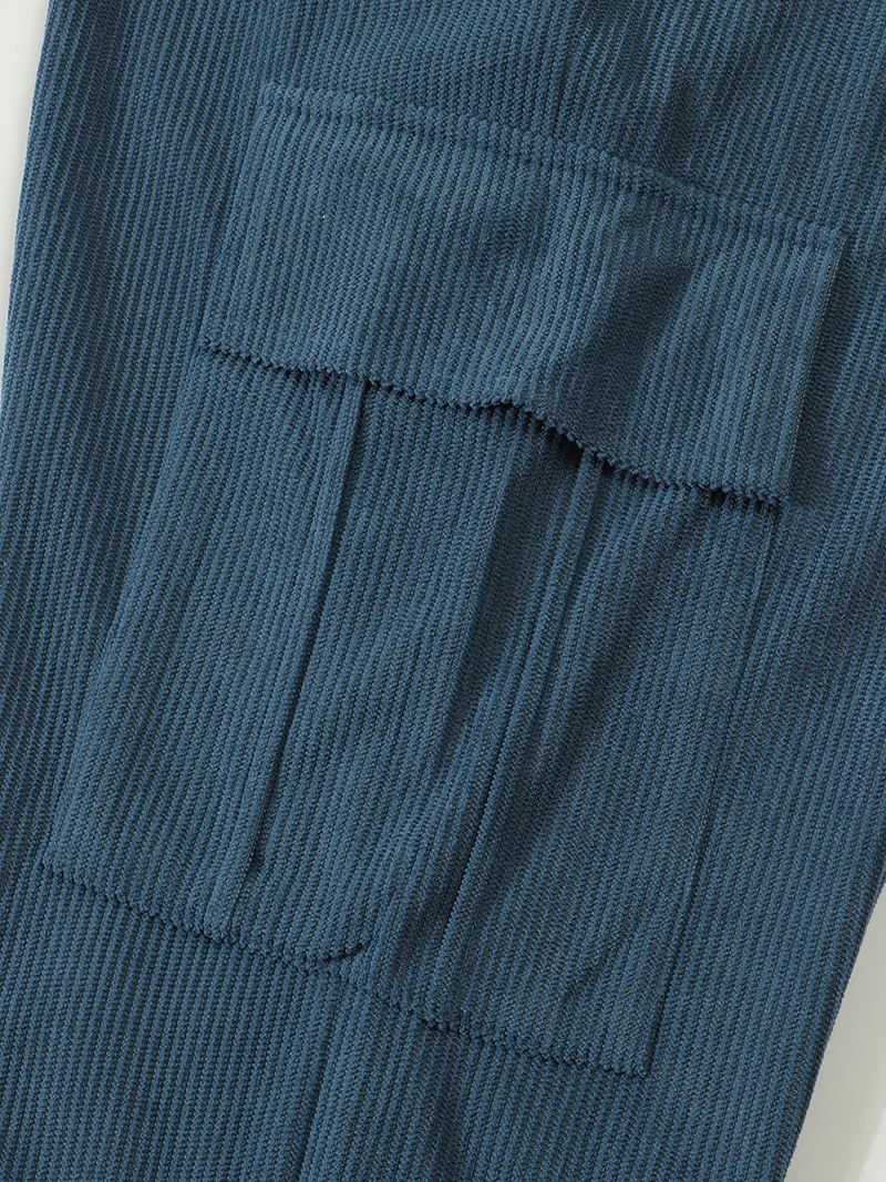 Herren Cord-Cargohose mit Elastischem Bund und Kordelzug, Lässige Hose mit Seitentaschen, Gerades Bein für Frühling und Herbst – Detail 12