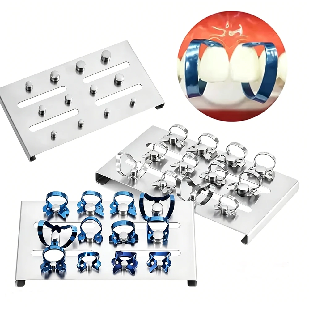 Complete 12 Piece Dental Rubber Dam Clamp Set in Stainless Steel for General and Endodontic Use