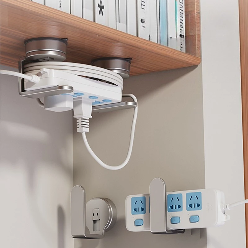 Suction cup socket holder, household wall mounted non perforated power strip socket, wall storage desktop organizer