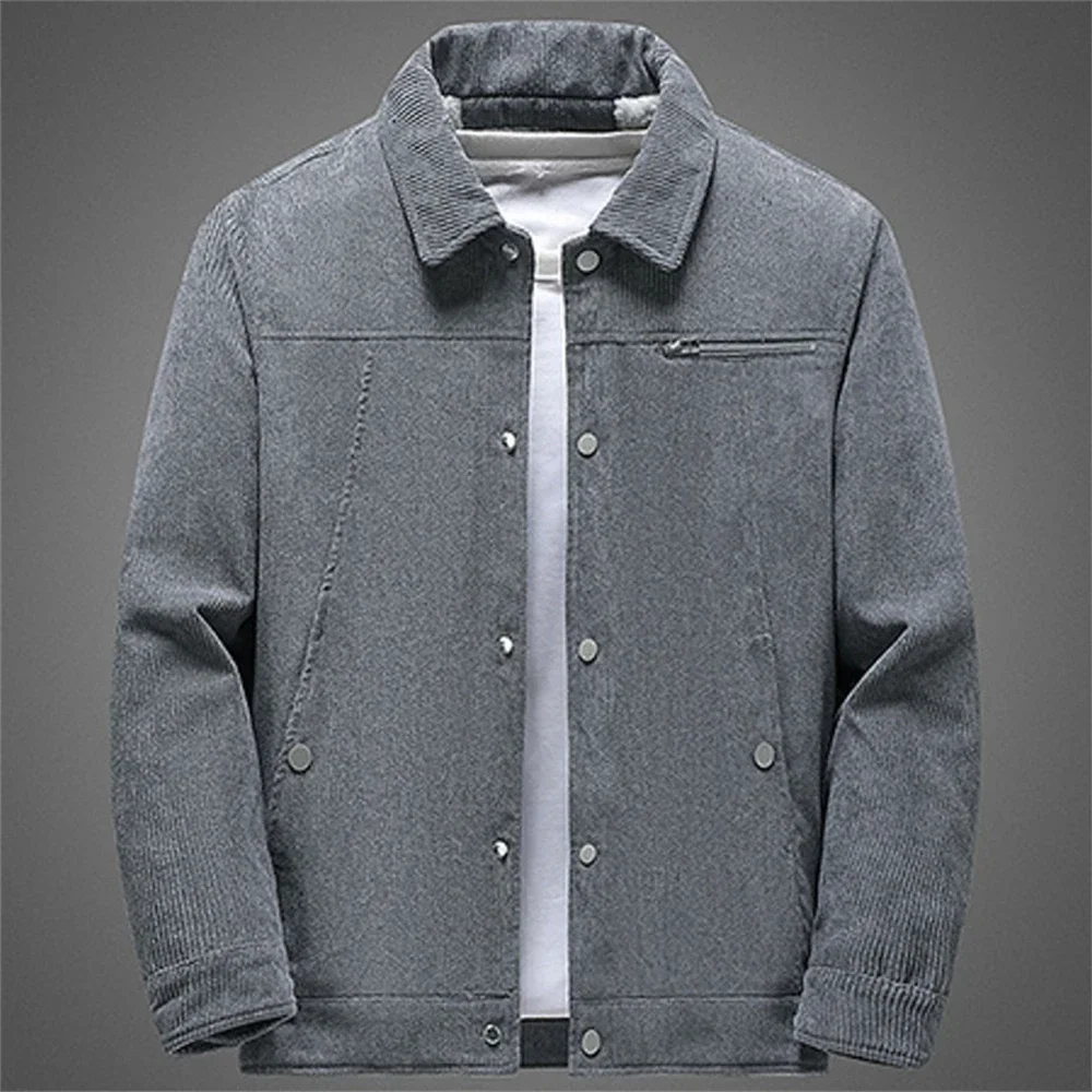 

Winter Thick Warm Corduroy Workwear Jacket Men Business Casual Fleece-Lined Jackets for Men Thickened Single-Breasted Lapel Coat