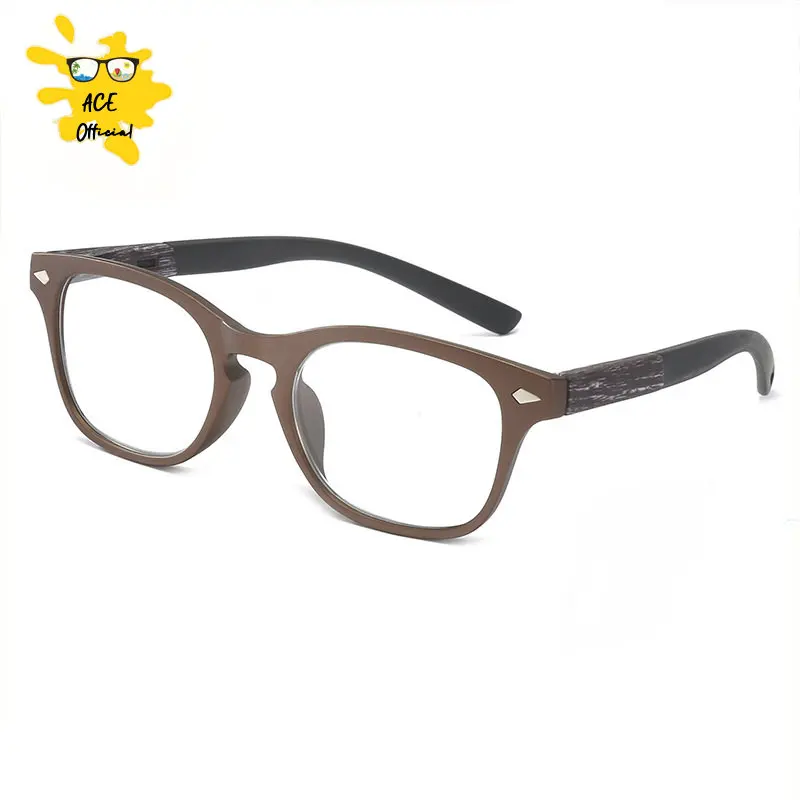 Square Retro Vintage Wood Reading Glasses Men Dioptric Glasses Women Glasses For Sight Plus Wood Grain +1.5+2+3.5+4