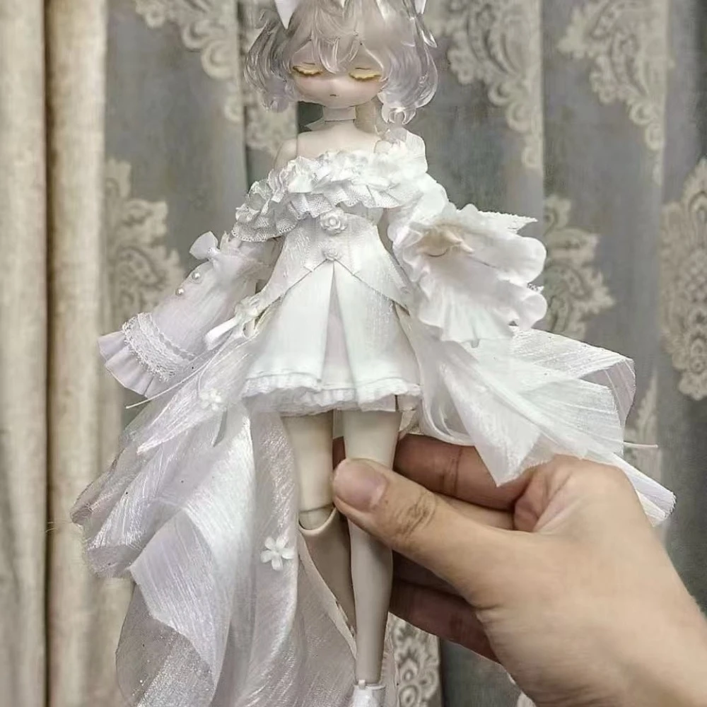 1/6 Doll's Clothes Suit for Azone Blyth Ob24 Doll White Princess Dress Girl Toys Dress Up Play House Doll Accessories, No Doll