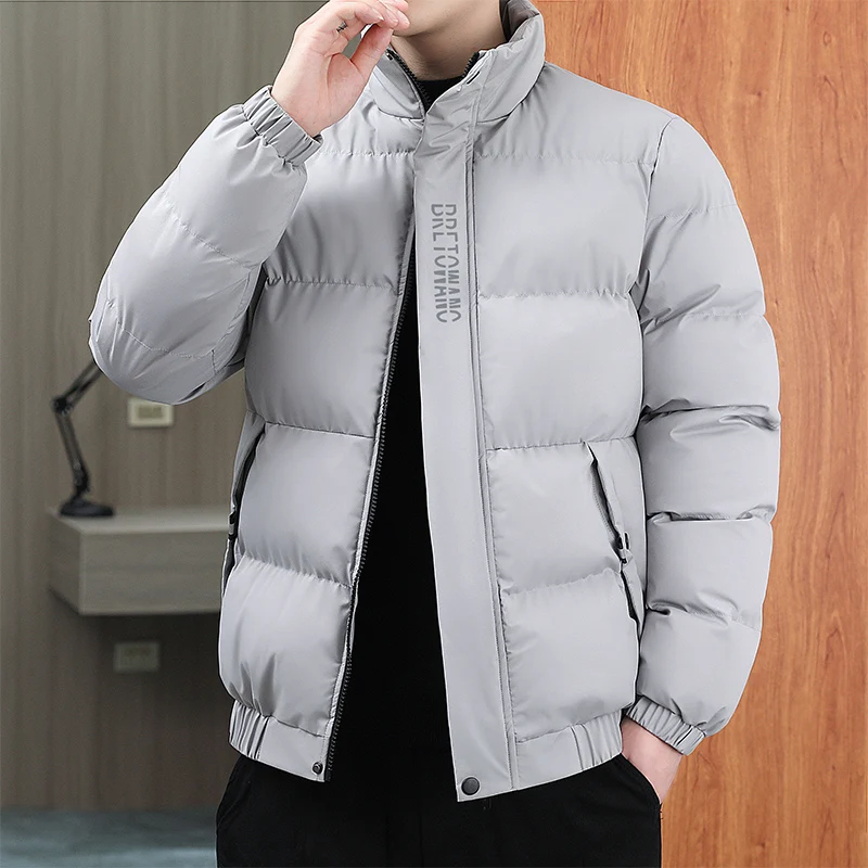 Padded Men\'s Winter New Korean Version Trend Stand Collar Plus Velvet Thick Padded Coat