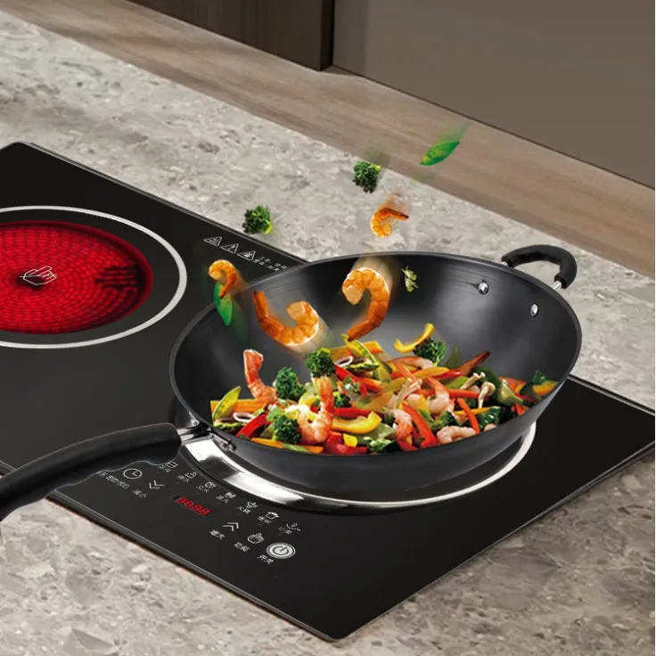 Induction Cooker Electric Ceramic Cooker One Electric One Ceramic Double Cooker Embedded Desktop Household Commercial Binocular