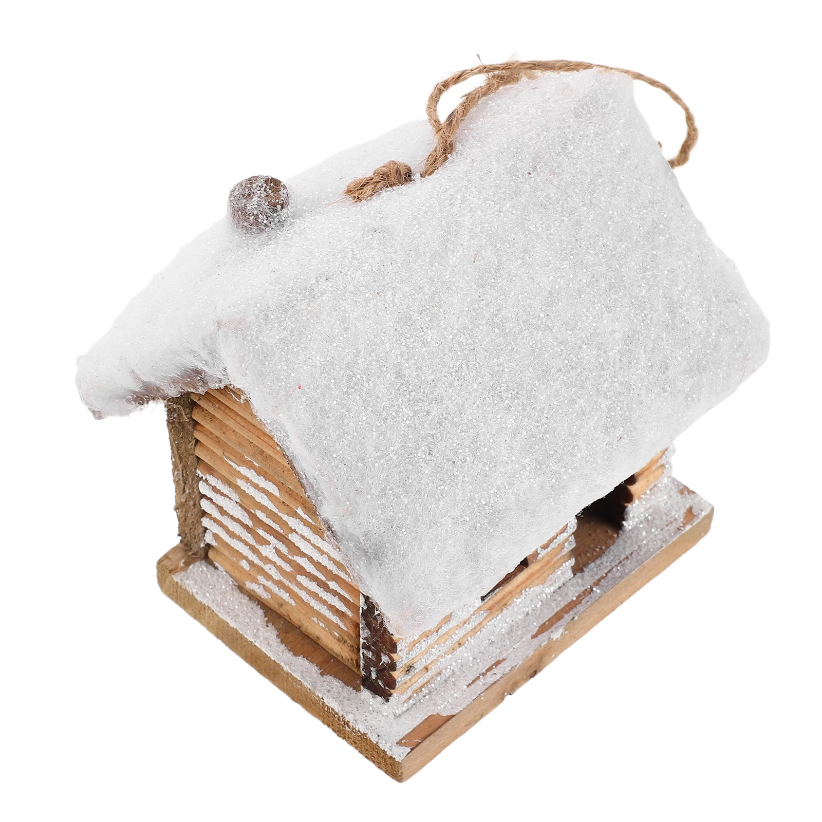 

LED Wooden Christmas House Lighted Mini Village Snowy Holiday Centerpiece for Warm Light Decorations Tiny House