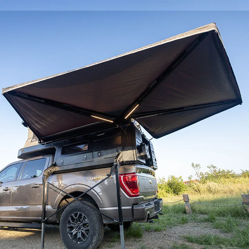 LED Lights Car Side Awning With Sides Fence Wall Pickup Camper 270 Awning 4x4 Free Standing For Caravan, Camper Accessories