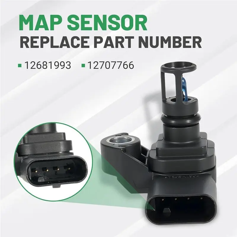 Intake Air Pressure And Temperature Sensor+Spacer Kit For GMC Sierra Silverado 2500HD 3500HD 12681993