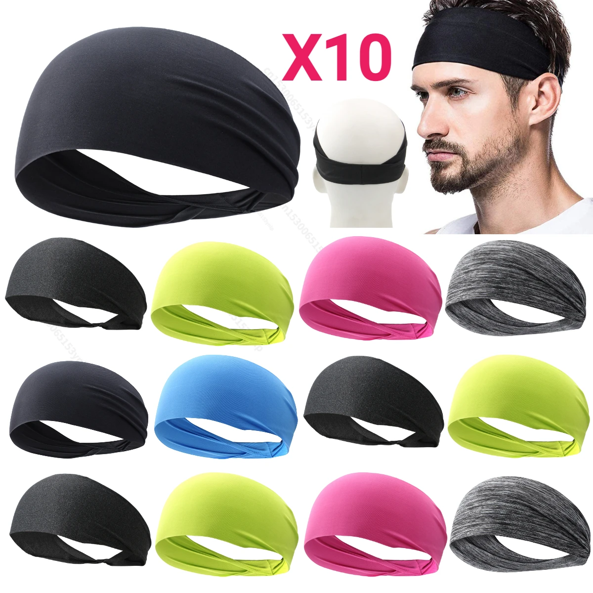 Ultra-Thin Sport Sweatband for Outdoor Sport Running Yoga Headband Breathable Super Absorbent Sweat Headband Soft Hair Head Band