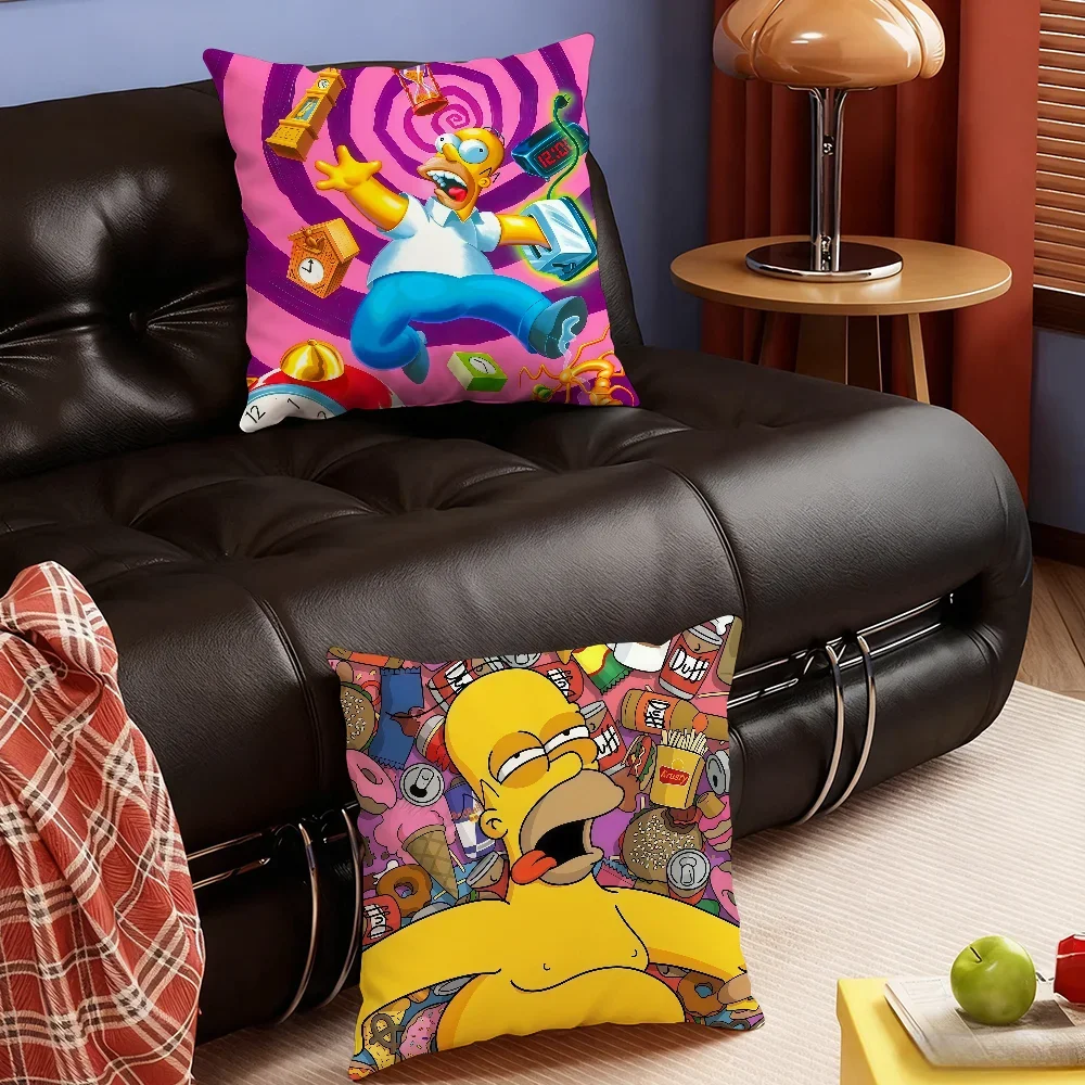 Cartoon T-The S-Simpsons-S Funny Comedy cushion cover Soft Smooth Pillow Case Hidden Zipper Washable Decorative Office Gift