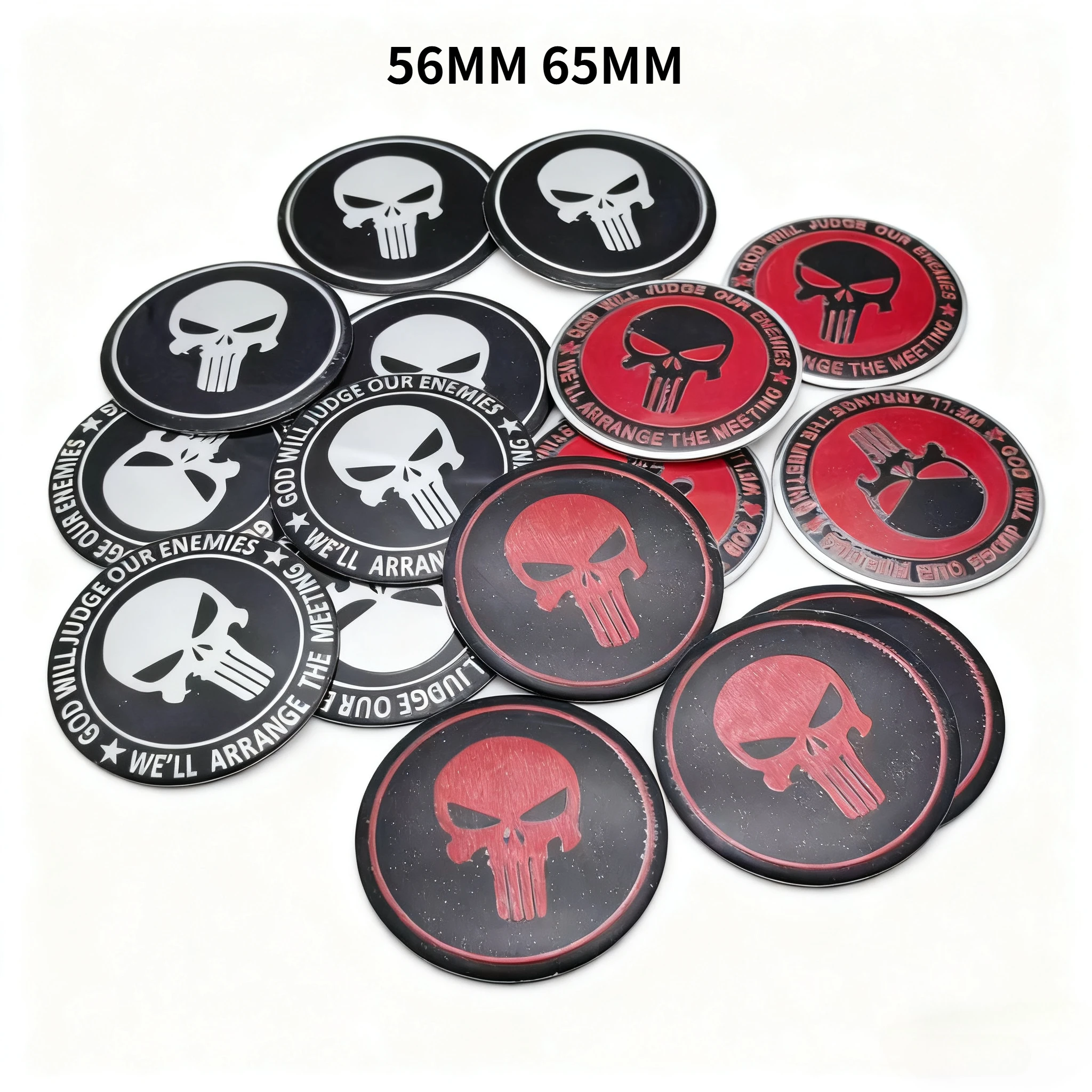 

4pcs 56MM 65MM Skull Logo Emblem Car Stickers Accessories for Car Wheel Center Caps Wheels Hub Cap Rim Hubcaps Cover Badge