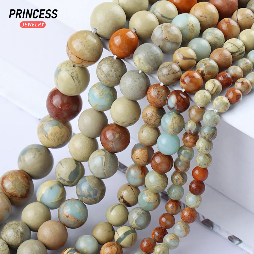 A+ Natural Russian Yellow Serpentine Jade Loose Beads for Jewelry Making Wholesale Stone Beads DIY Accessories 4 6 8 10 12mm