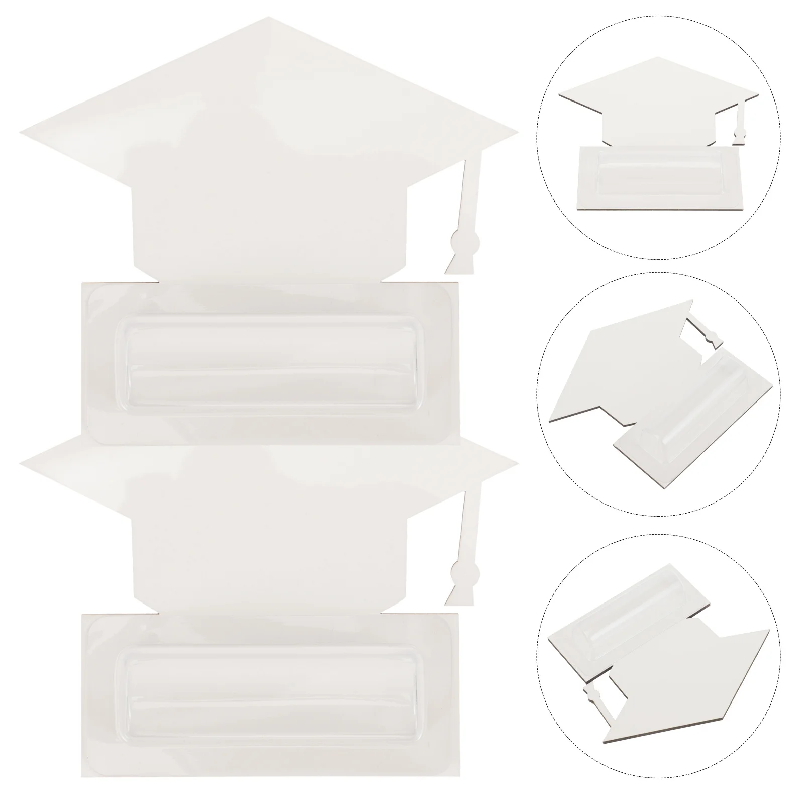 

2Pcs Graduation Cap Sublimation DIY Blank Cards Gift Money Holder Clear Plastic Domes Festival Greeting Cards Sublimation Blanks