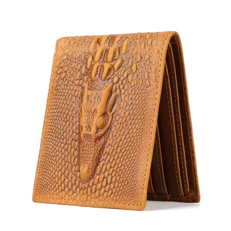 Men's Vintage Crazy Horse Genuine Leather Wallet, Slim Horizontal RFID Blocking Anti-Theft Swipe Purse Card Holder