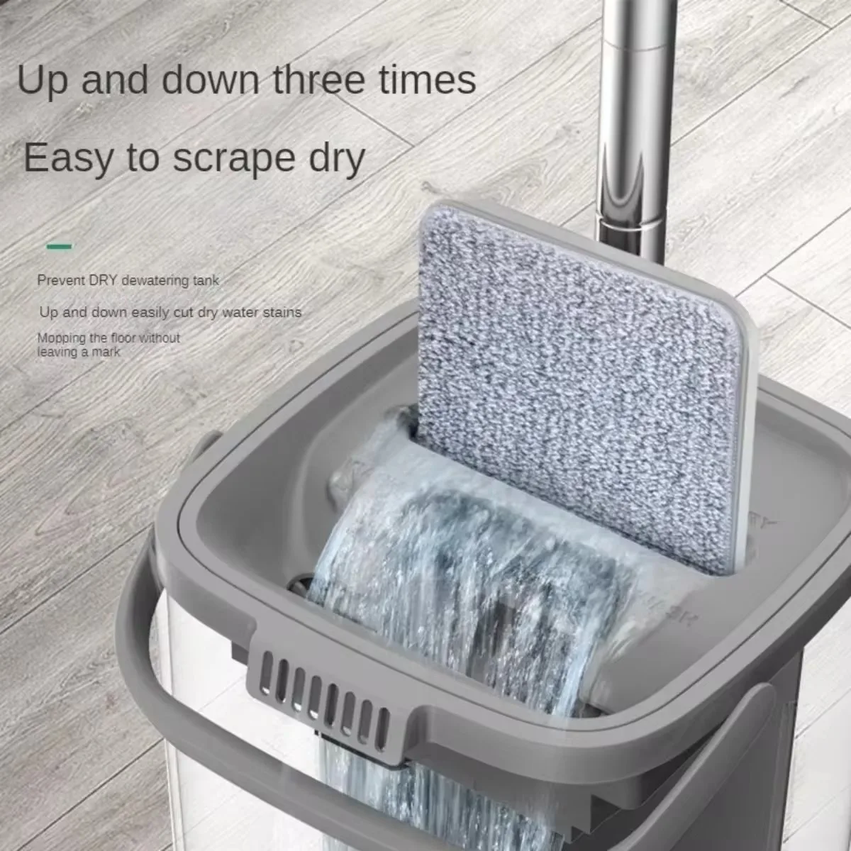 Floor Mop with Bucket Microfiber Cloth Squeeze Mops Thickened Wet and Dry Lazy Flat Mop Kitchen Bathroom Floor Cleaning Products