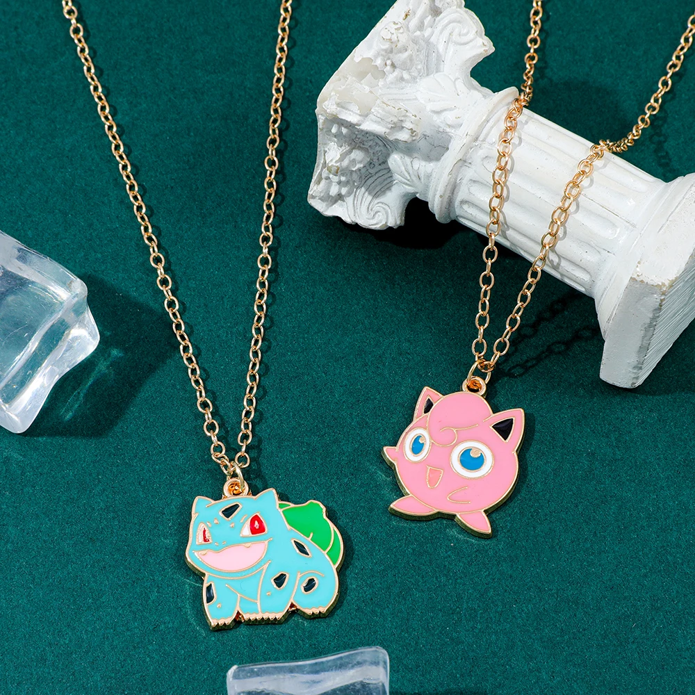 Niedliche Modische Anime-Charakter-Halskette - Cartoon Bulbasaur Jigglypuff Anhänger für Jungen & Mädchen Geburtstagsüberraschungsgeschenk – Detail 3