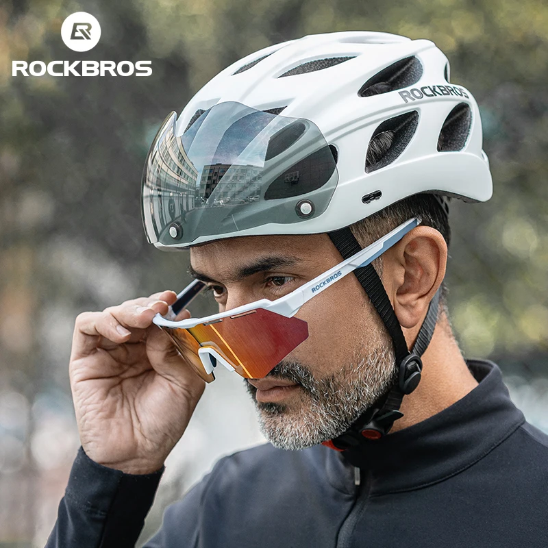 ROCKBROS casco da bicicletta casco da bici integralmente modellato motore Scooter elettrico casco da pendolare lente rimovibile attrezzatura da