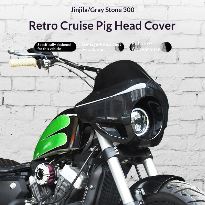 【Premium】For Chinchilla 350 Graystone 300 Modified with Titan Pig Head Cover, Vintage Headlight Covers, Spoilers, and Front Wind