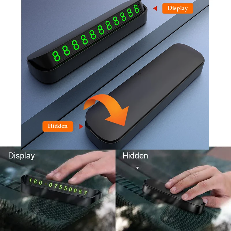 Parking Phone Number Sign Luminous Magnetic Stickers Car Accessories Dashboard Display Mobile Plate Temporary Card Truck