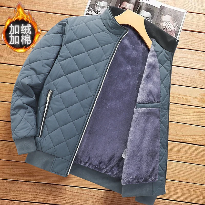 Thickened Warm Fashion Casual Style Cotton Jacket Stand Collar Solid Color Windproof Men Clothing Comfortable Roupas Masculinas