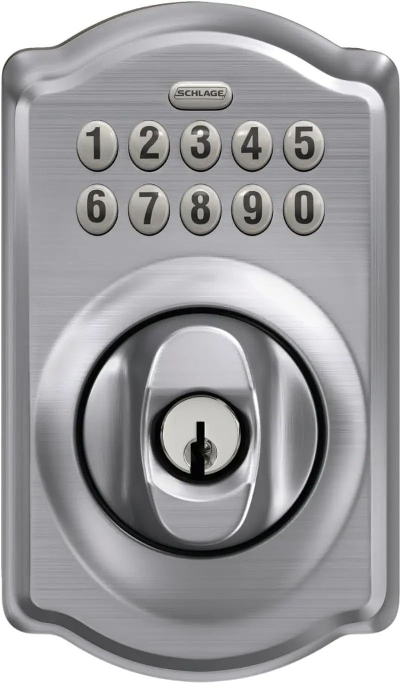 BE365 CAM 626 Camelot Keypad Deadbolt, Electronic Keyless Entry Lock, Satin Chrome