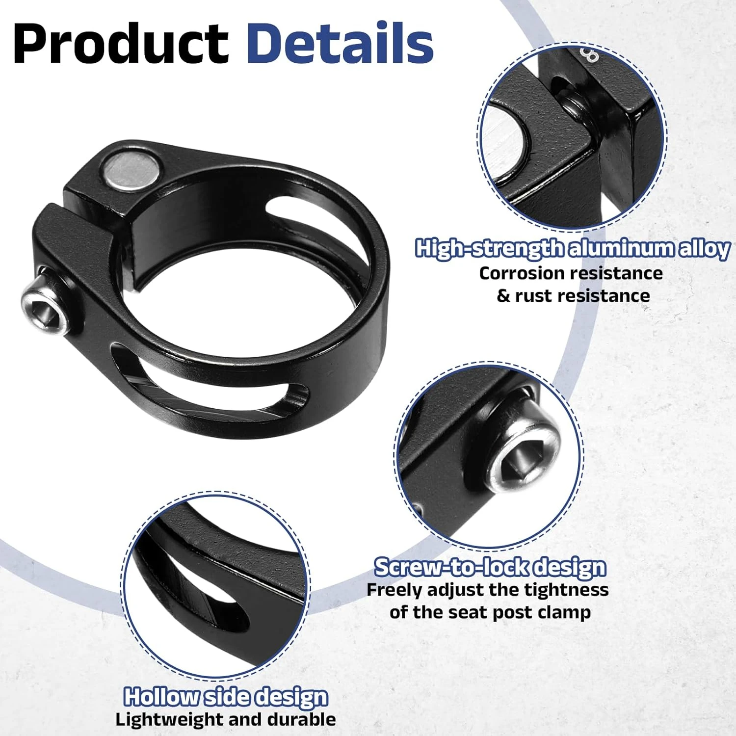 Bike Seat Post Clamp 28.6/31.8/34.9Aluminum Alloy Bicycle Seat Post Clamp Quick Release Tube Clip for MTB, Road Bikes image 2