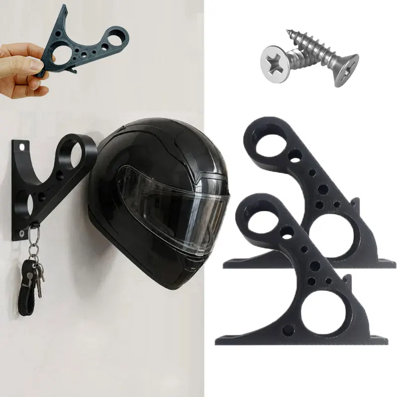 1-5pc Anti‑Scratch Wall Mount Motorcycle Helmet Holder Hook Full Face Helmet Garage Storage with Screw Multi‑Purpose Key Bracket